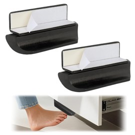 HAVXJAN Cabinet Foot Pull for Trash Drawer, 2 Pack Hands Free Trash Opener, Adhesive Cabinet Handles for Full Overlay Cabinet Doors in Kitchens, Laundry Rooms and Closet (Black)