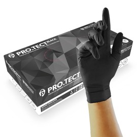 Unigloves PRO.TECT Black GA0045 Nitrile Single Use - Multipurpose, Powder Free Disposable Gloves, Box of 100 Gloves, Black, Extra Large