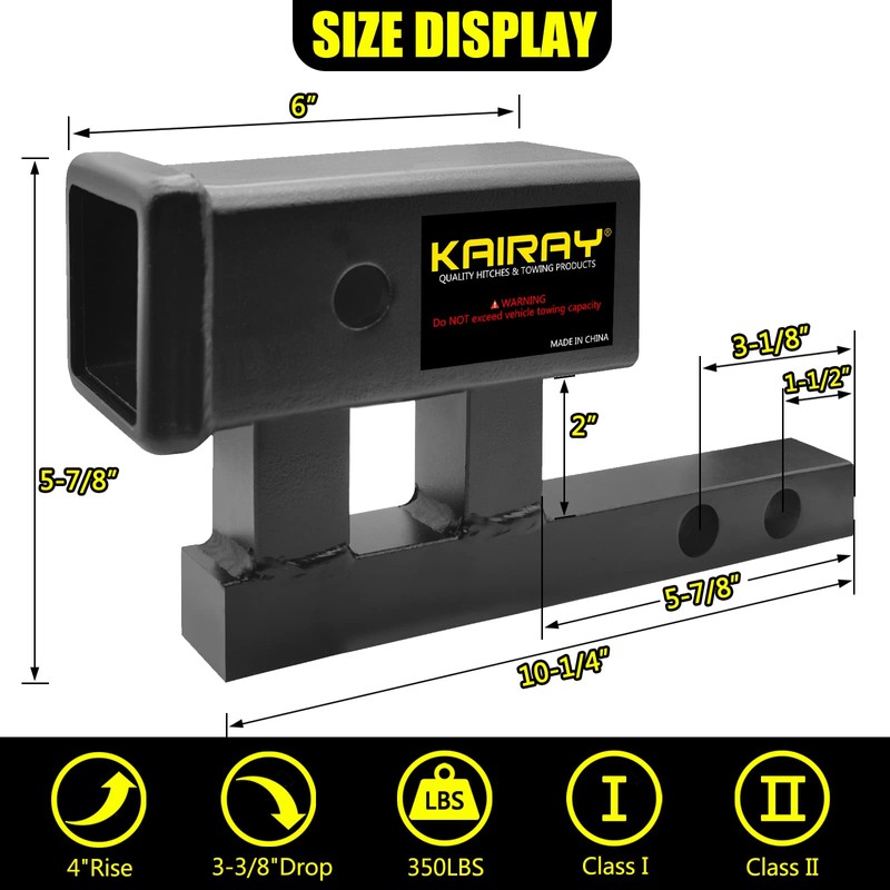 KAIRAY 1-1/4 inch to 2 inch Hitch Adapter Trailer Hitch