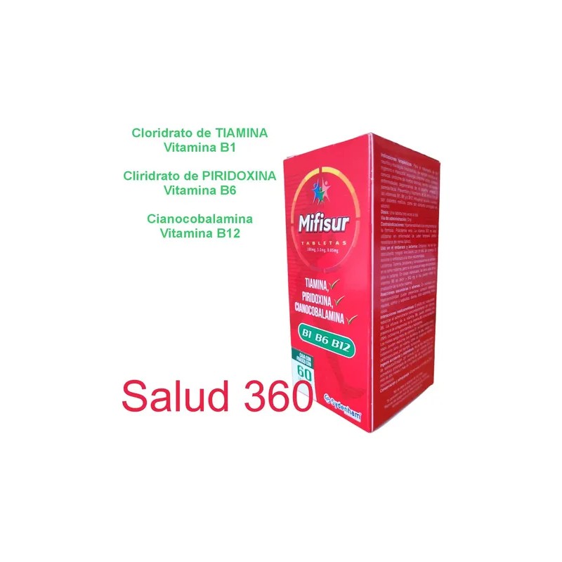 Mifisur Suplemento Vitaminas B B1 B6 B12 Sydenham Bote C/60