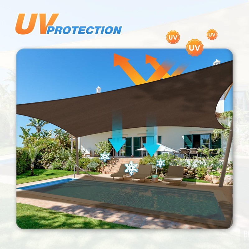 TANG 20'x20' Sun Shade Sail Rectangle Sunshade Canopy UV Block