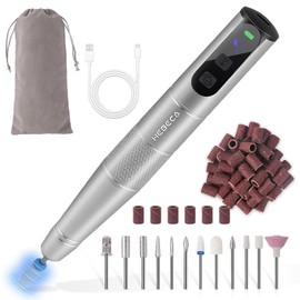 HEBECA Cordless Nail Drill Set, Electric Nail Files and Buffers Drill Nails for Natural or Acrylic Gel Nails - Rechargeable Nail File Nail Drill Machine Manicure Nail Dremel Kit (Grey)