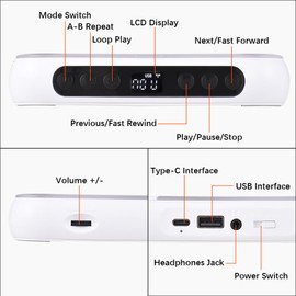 summina CD Player BT Music Player CD Runner with Headphones and Dustproof Cover 6 Modes A-B Repeat Timer Remote Control External Playback Function Portable Home Desktop CD Player (White)