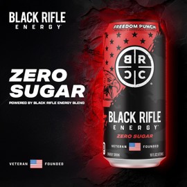 Black Rifle Energy Freedom Punch Zero Sugar Energy Drink, 200mg Caffeine, 16 fl oz can (Pack of 12)