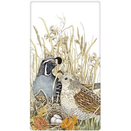 Mary Lake Thompson Autumn, Harvest Flour Sack Towel - Quail Family, Wheat, Fall Leaves