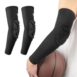 YEEKORO Elbow Pads for Men & Women, 1 Pair Arm Compression Sleeve with Thickened Pads, Elbow Protective Gear Elbow Support for Basketball Wrestling Football Volleyball Snowboarding Workout