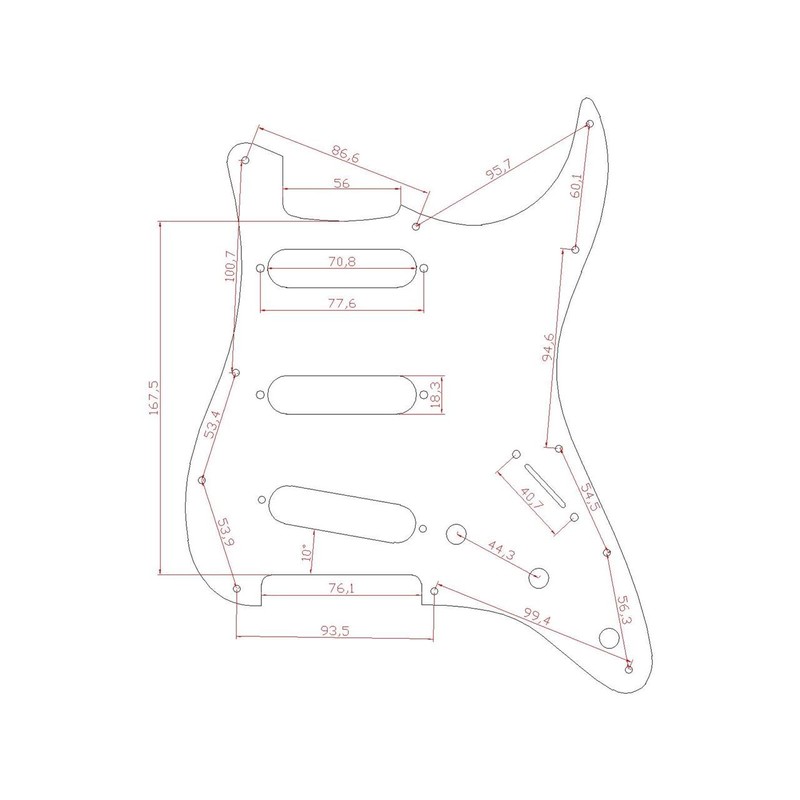 KAISH ST/Stratocaster Style 11 Hole SSS Pickguard with ST Backplate