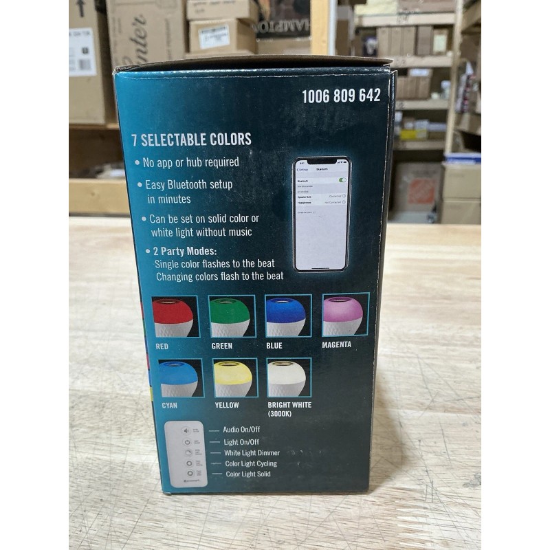Eco-Smart Ecosmart LED Light Bulb Speaker w/Bluetooth 60W Color Changing