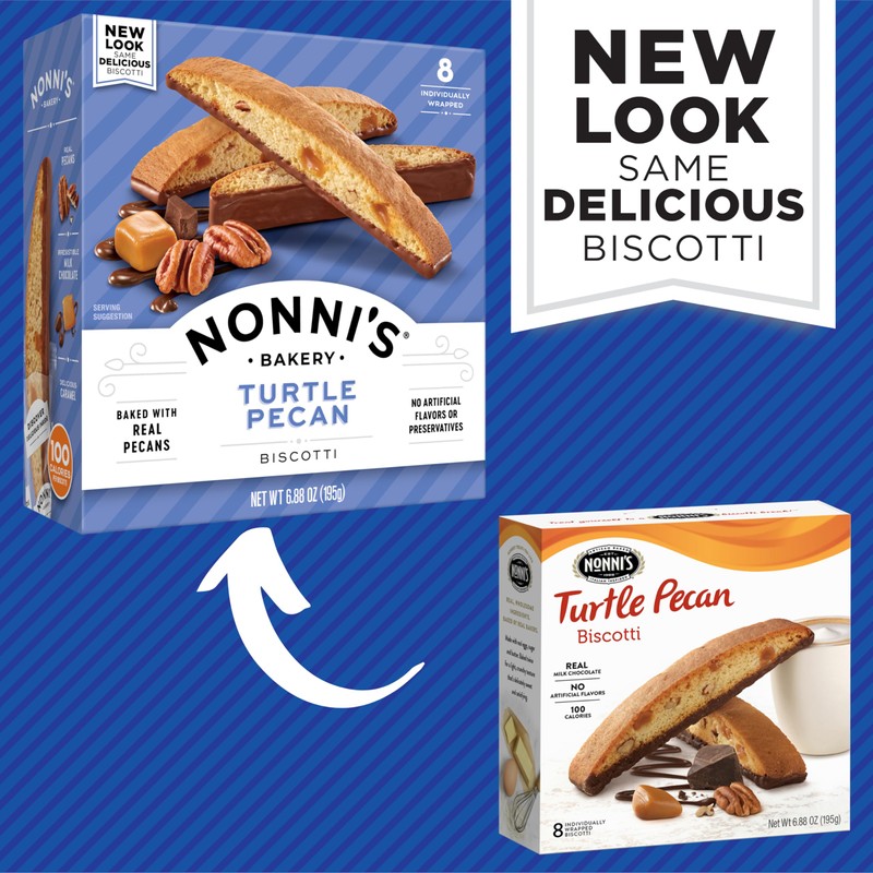 Nonni's Turtle Pecan Biscotti Italian Cookies - Caramel Pecan Cookies