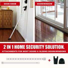 SECURITYMAN Adjustable Door Security Bar - Constructed of High Grade Iron - Great for Apartment Security or Home Protection Door Stoppers -(22.25” - 43.7” for Doors) (22.25” - 39.25” for Patio), White