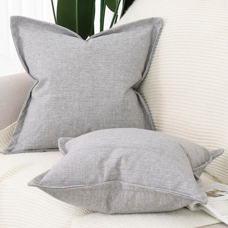 Madizz Set of 2 Linen Cushion Covers with Broad Edge