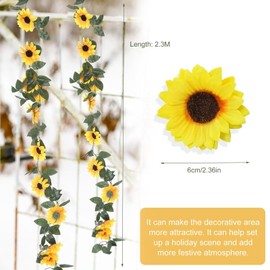 Artificial Sunflower Garland, Pack of 2 Sunflowers Decoration, Artificial Flowers, 2.3 m Sunflower Garland, Fake Sunflower Vine, Artificial Flowers Garland, Hanging for Home, Wedding, Party Decoration