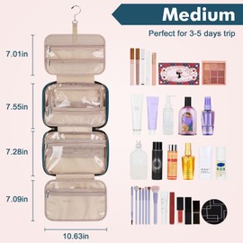 Wedama Toiletry Bag for Women, Medium Cosmetic Travel Bag, Hanging Toiletry Bag for Bathroom, Thickened PVC Waterproof Makeup Bag, Toiletries Bag for Travel Business Trips and Camping, Dark Blue