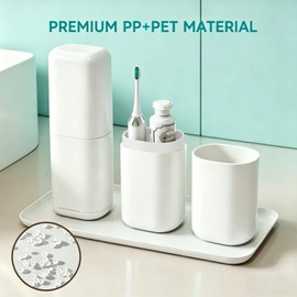 White Travel Toothbrush Case, Portable Plastic Toothbrush Holder with Dustproof Cover, Lightweight Toothbrush Storage Container for Travel, Business Trip, Camping, Home, Bathroom