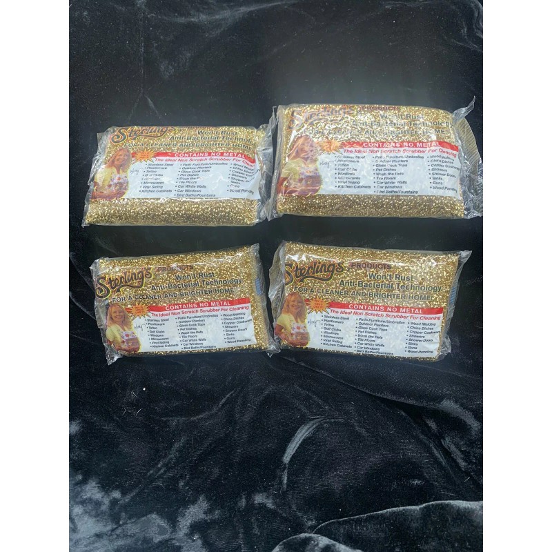 Sterling FOUR 4 Sponges / Scrub pad Anti-Bacterial non-scratch All-porpose
