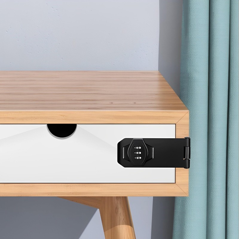 Mechanical Password Combination Rotary Hasp Latch Locks, Keyless Door Security
