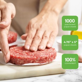 Patty Paper - Hamburger press Patty Paper Sheets 4.75x5" - 1000 Non stick Wax Burger Patty paper Squares for Burger Press, Freezing & More