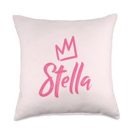 Stella the Queen / Pink Crown & Name for Women Called Stella Throw Pillow