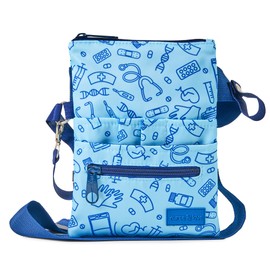 Nurse Is Love Women's Bum Bag - Belt Bag Work for Nurses | Bag Organiser Multi Compartment Ideal for Bandage Scissors, Pupil Light & Care Accessories, Blue Instruments, Modern