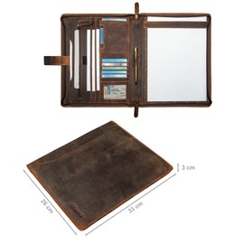 STILORD 'Scott' Vintage Document Folder Genuine Leather Writing Case 12.2 Inch DIN A4 High-Quality Folder with Zip Colour: Crete - Brown