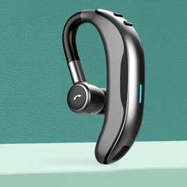 AYI Bluetooth Earpiece Headphone Dual Noise Cancelling Mic Painless Open-Ear Handsfree Headset Sound Left/Right Changeable Earhook Earphones for Driving/Business/Gym-Single Ear Headset F600 Black