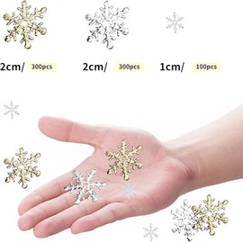 Pack of 700 Snowflakes Decorative Confetti - White Gold Silver Snowflake Confetti, Glitter Scatter Decoration Christmas Decoration, Winter Christmas Table Decoration Confetti New Year's Eve for