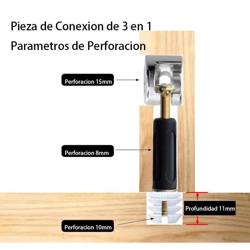 100 Juegos de Tornillo Conector Muebles de Madera de 3