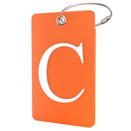 Shacke Luggage Tag Initial – Fully Bendable Tag w/Stainless Steel Loop - Orange (Letter C)