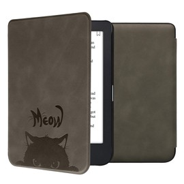 kwmobile Cover Compatible with Kobo Clara 2E / Tolino Shine 4 Cover - eReader Case - Meow Cat Grey/Black