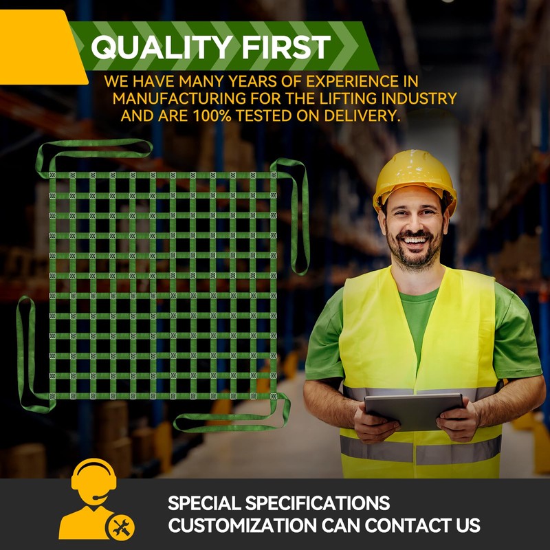 6.56' x 6.56' Heavy-Duty Cargo Lifting Net for Hoisting, Loading