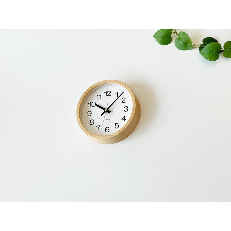 KATOMOKU Muku Clock 16 Hinoki Wall Clock, Continuous Second Hand,