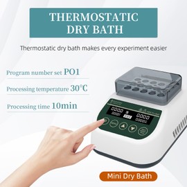 LABHOUSE Mini Digital Dry Bath Heater Thermostatic Incubator Heating Programmable Timer with 2ml*15 Centrifuge Tubes Heat Block