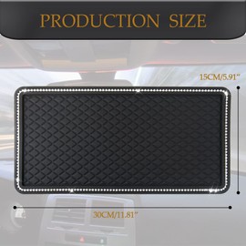 Car Dashboard Anti-Slip Rubber Pad, Car Anti-Slip Sticky Gel Pad, Bling Crystal Sticky Anti-Slip Gel Pad, Non-Slip Dashboard Mat Fit for Phones Sunglasses Keys Electronic Devices