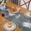 Alishomtll Grey Linen Table Runner Tropical Leaves Table Runner Rectangular
