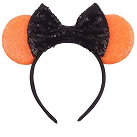 TAIKMD Kids Girls 1Piece Bow Mouse Ears Headband for Cosplay Costume Princess Birthday Party Decorations or Celebrations photography props (Black Bow)