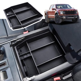 RUNROAD Center Console Organizer Tray Compatible with 2021 2022 2023 2024 Ford F150 Accessories, Armrest Storage Box Organizer For F150 (40/Console/40 Front-Seats and Full C with Bucket Seats ONLY)