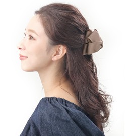 VingTAINE H7818-MOC Hair Claw Center Ribbon, Grosgrain Hair Clip, Office, Work, Hair Accessory, Cute, Gift, Present