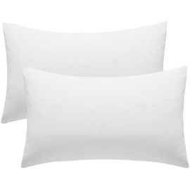 2 Pack Poly-Cotton Pillowcases |Envelope Closure| Ultra Soft Premium Quality Housewife Plain Pillow Case Cover For Bedroom Pillowcases Pair - 50 X75cm (White)