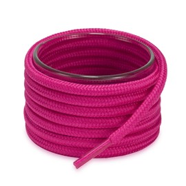 Shoemate Solid Color Round Shoe Laces for Sneakers, Boots and Athletic Shoes, Shoe Strings, Hot Pink, 48"(122cm) 15-MeiHong ROD-122-15
