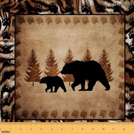 jejeloiu Bear Upholstery Fabric by The Yard, Cute Bear Wild Aniamls Outdoor Fabric by The Yard, Natural Theme Farmhouse Animals Decorative Fabric for Upholstery and Home DIY Projects, 5 Yards,Brown