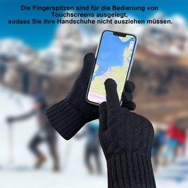 FRSOHEWIN Knitted Gloves Winter Touchscreen Gloves Flexible and Warm Windproof for Men Unisex Black, black
