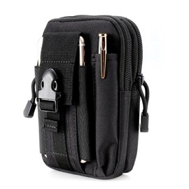 Tactical Molle Pouch Bag - EDC Utility Gadget Waist Bag Pack- Camping Hiking Outdoor Gear - Cell Phone Holster Holder - Black