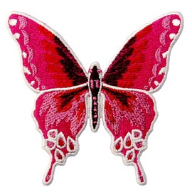 ZEGINs Butterfly Embroidered Badge Iron On Sew On Patch, Pink