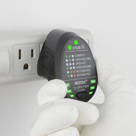MESTEK Advanced RCD Electric Socket Tester Automatic Neutral Live Earth Wire Testing Circuit Polarity Detector Wall US Plug Breaker Finder Electric Leakage Test with Voltage Backlight Display