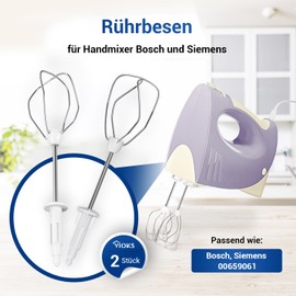 Whisk Replacement for Bosch 00659061 Turbo Brush Set Right Left for Mixer Accessories Hand Mixer Replacement Parts Whisk for Stirring Rods Hand Mixer Replacement Parts Whisk Set with Plastic Coupling