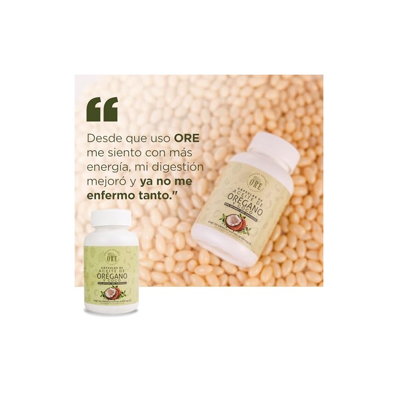 ORE Aceite de Orégano y Coco, 100 Cápsulas Softgel, 500