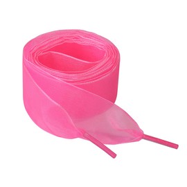 Allegra K Laces, Transparent, Clear, Ribbon, Flat Laces, Stylish, Width 1.0 inches (2.5 cm), 2 Pairs, bright pink