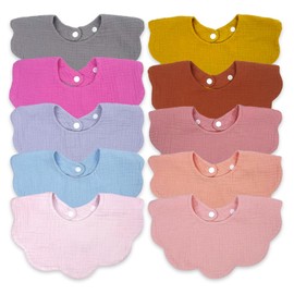 DOSMINE Baby Bibs Baby Drooling Bibs Snap Bibs Muslin Bibs for Drooling & Teething Drool Bibs Feeding Bibs for Boys Girls Baby Must Haves