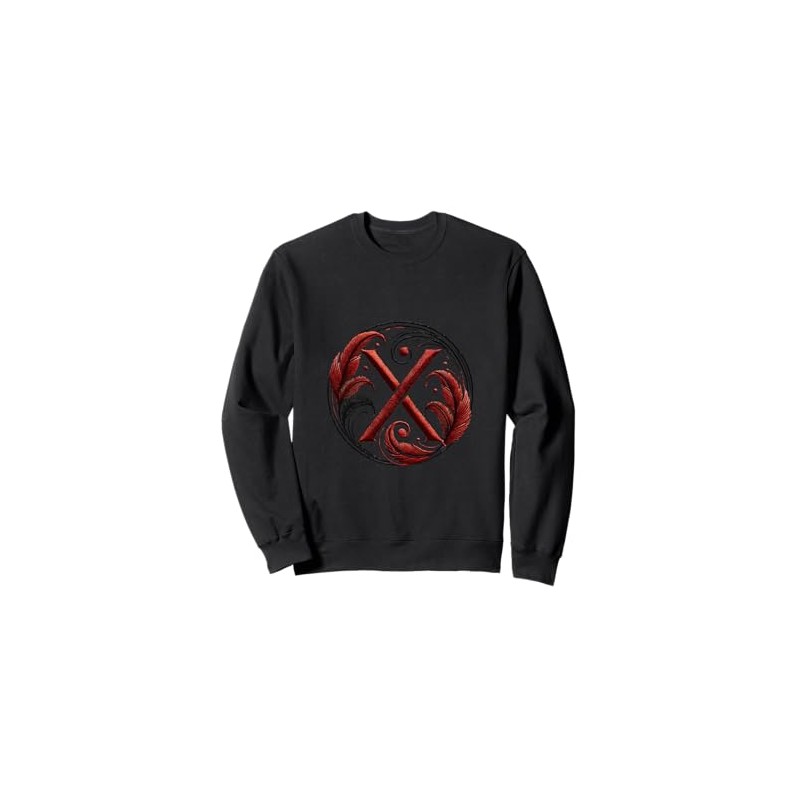 Intricate Feather Cross X Embroidery Art Pattern Design Sweatshirt