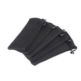 Mesh Pouch, Set of 5, Drawstring Type, Drawstring Pouch, Thick Nylon, Cushioning, Sorting, Small Items, Storage, Washable, Black, Simple